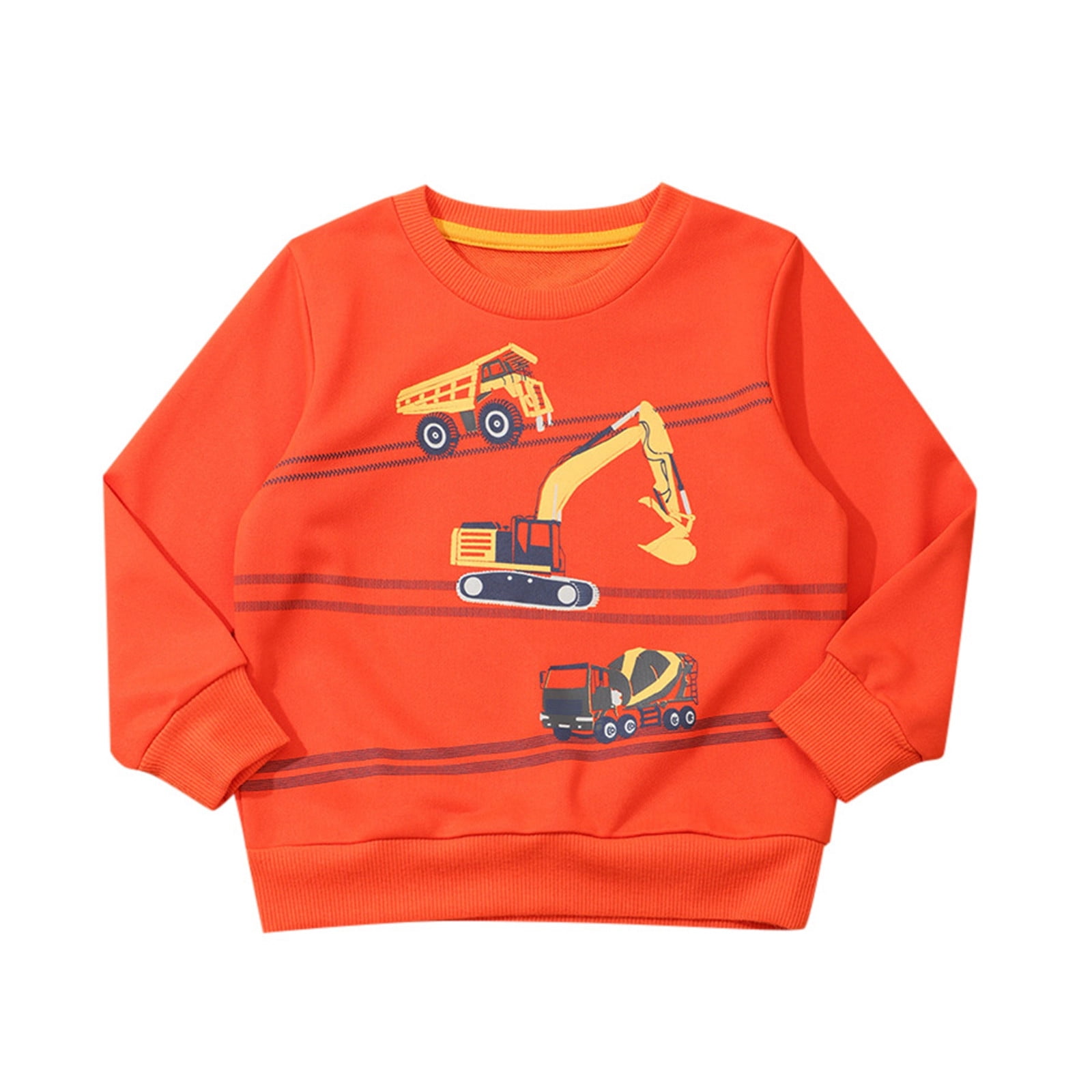 Boys Tshirts Crewneck Sweat Long Sleeve Round Neck Truck Winter Clothes