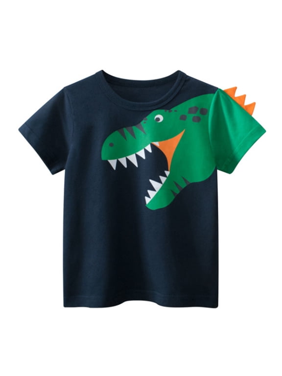 Boys Tshirts Kids Baby Cartoon Dinosaur Short Sleeve Crewneck T Shirts Tops Tee Clothes For Children For 3-4 Years