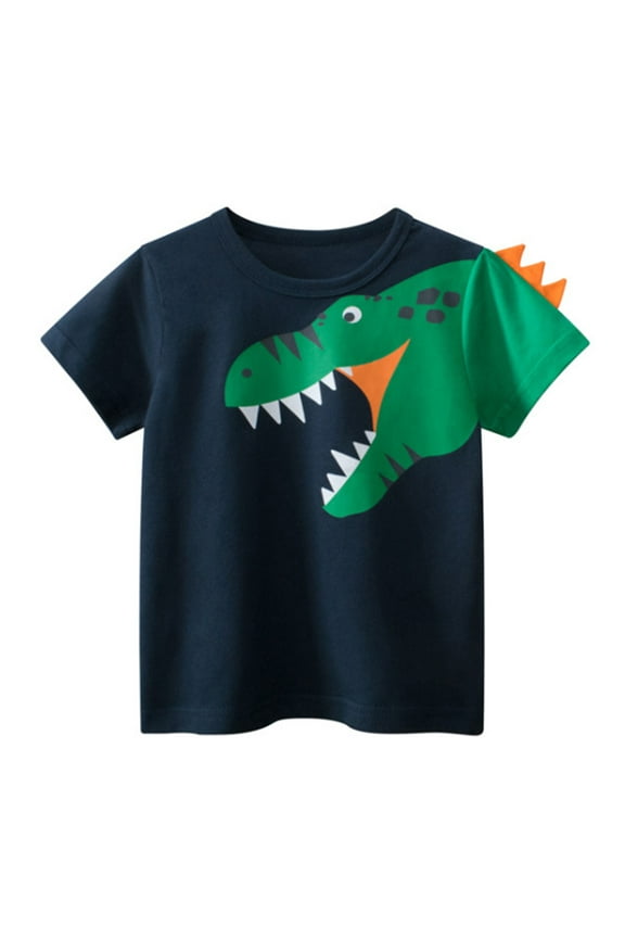 Boys Tshirts Kids Baby Cartoon Dinosaur Short Sleeve Crewneck T Shirts Tops Tee Clothes For Children For 3-4 Years