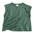 thumbnail image 1 of Boys Tshirts Kids Girls Classic Loose Soft Sleeveless Solid T Shirt Top Girls' Tops Green 6 Years-7 Years, 1 of 7