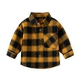 thumbnail image 1 of Boys Tshirts Kids Long Sleeve Casual Plaid Gentleman Pocket Button Down Shirt Boys' Tops Yellow 3-4 Years, 1 of 7