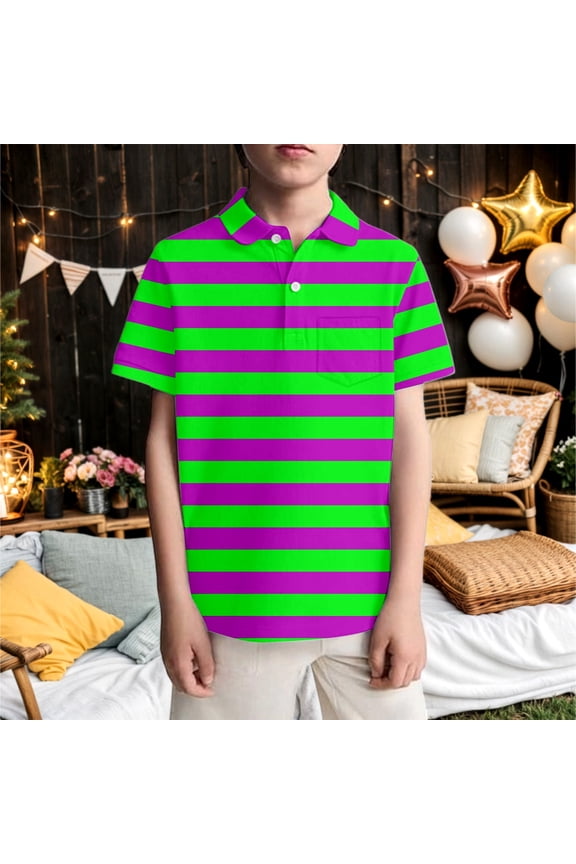 Boys Tshirts Kids Pocket Polo Stripe Polka Short Sleeve Tee Boys' Tops Mint Green 3-4 Years
