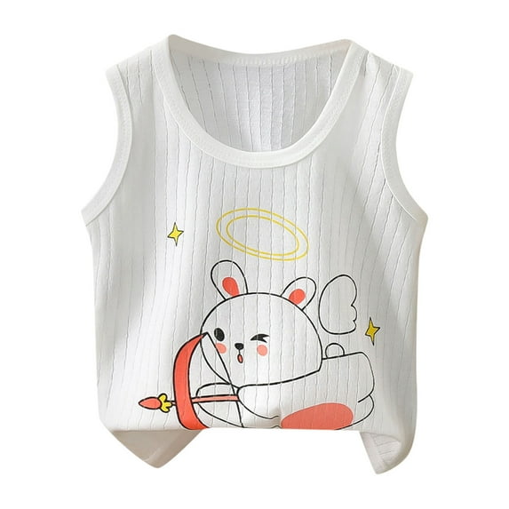 Boys Tshirts Kids Toddler Summer Cartoon Bunny Prints Sleeveless Tank Tops Thin Breathable Tops Summer Tops Pink 12 Months-18 Months