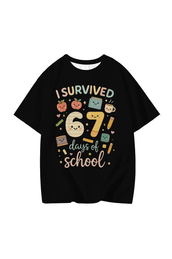 Boys Tshirts Print Short Sleeve Cool Blend Youth Children Tops Casual