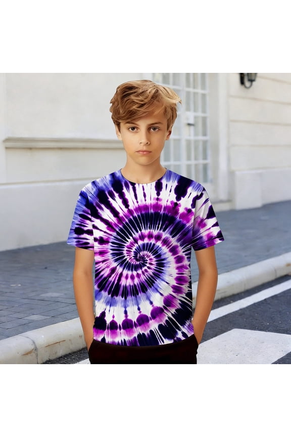 Boys Tshirts Short Sleeve Crewneck All Over Print Graphic Tees Summer Stylish Loose Breathable Kids T Shirts Size 1-2Y