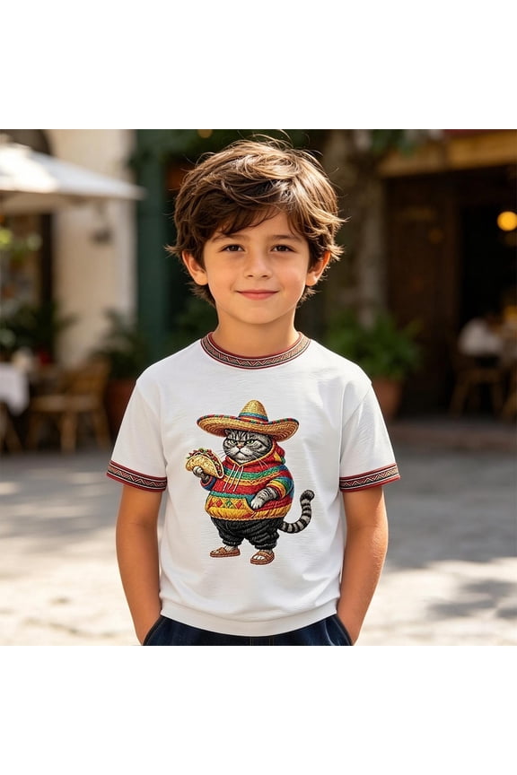 Boys Tshirts Short Sleeve Crewneck Festival Print Graphic Tees Stylish Casual Breathable Summer Kids T Shirts Size 1-2Y