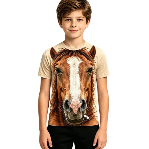 Boys Tshirts Short Sleeve Stylish Print Crewneck Tee for Daily Wear Boys' Tops Tees Shirts 3 Years-4 Years