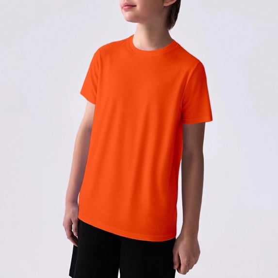 Boys Tshirts Short Sleeves Orange Tee Shirts Loose Soft Quick Dry Summer Outfits Boy Clothes 5-6 Years