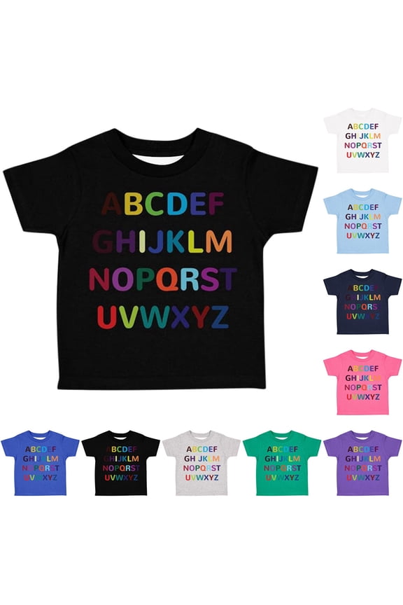 Boys Tshirts Size 4-5 Years Breathable Letter Print Crew Neck Short Sleeve Tops for Daily Wear Boys' Tops Tees Shirts
