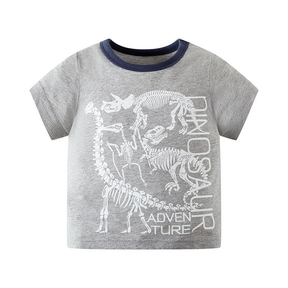 Boys Tshirts Summer Dinosaur Print Short Sleeve Breathable Outdoor Activities Toddler Clothing