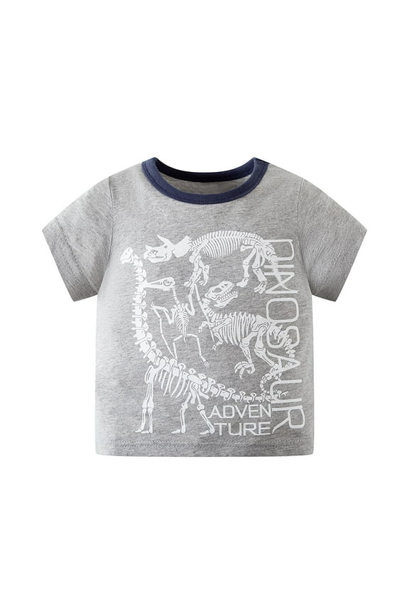 Boys Tshirts Summer Dinosaur Print Short Sleeve Breathable Outdoor Activities Toddler Clothing