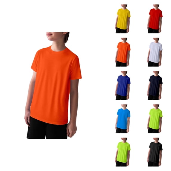 Boys Tshirts Summer Lightweight Breathable Moisture Wicking Short Sleeve Crewneck Cooling Tshirts Kids Basic Tees