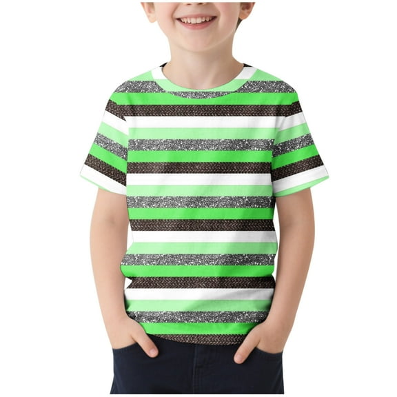 Boys Tshirts Summer Printed Short Sleeve Shirt Crewneck Casual Basic Tee Tops Clothes for Kids Size 2-13