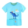 thumbnail image 1 of Boys Tshirts Summer Toddler Short Sleeve Cartoon Dinosuar Prints T Shirt Tops Graphic Tee Light Blue 4 Years-5 Years, 1 of 1