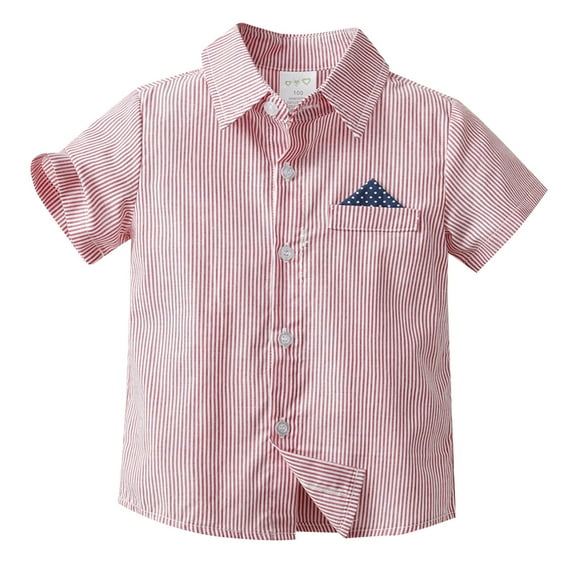 Boys Tshirts Toddler Summer Plaid Prints Short Sleeved Polo Shirt Childrens Cardigan Formal Dresses Graphic Tee Red 4 Years-5 Years