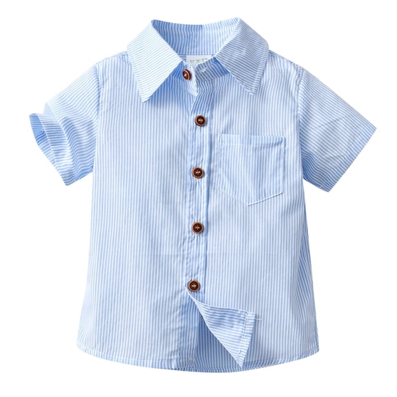 Boys Tshirts Toddler Summer Plaid Prints Short Sleeved Polo Shirt Childrens Cardigan Formal Dresses Graphic Tees Light Blue 12 Months-18 Months