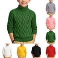 thumbnail image 1 of Boys Turtleneck Sweater Long Sleeve Solid Color Cable Knitted Pullover Fall Winter Casual Fashion Preppy Tops (1-2 Years, Green), 1 of 5