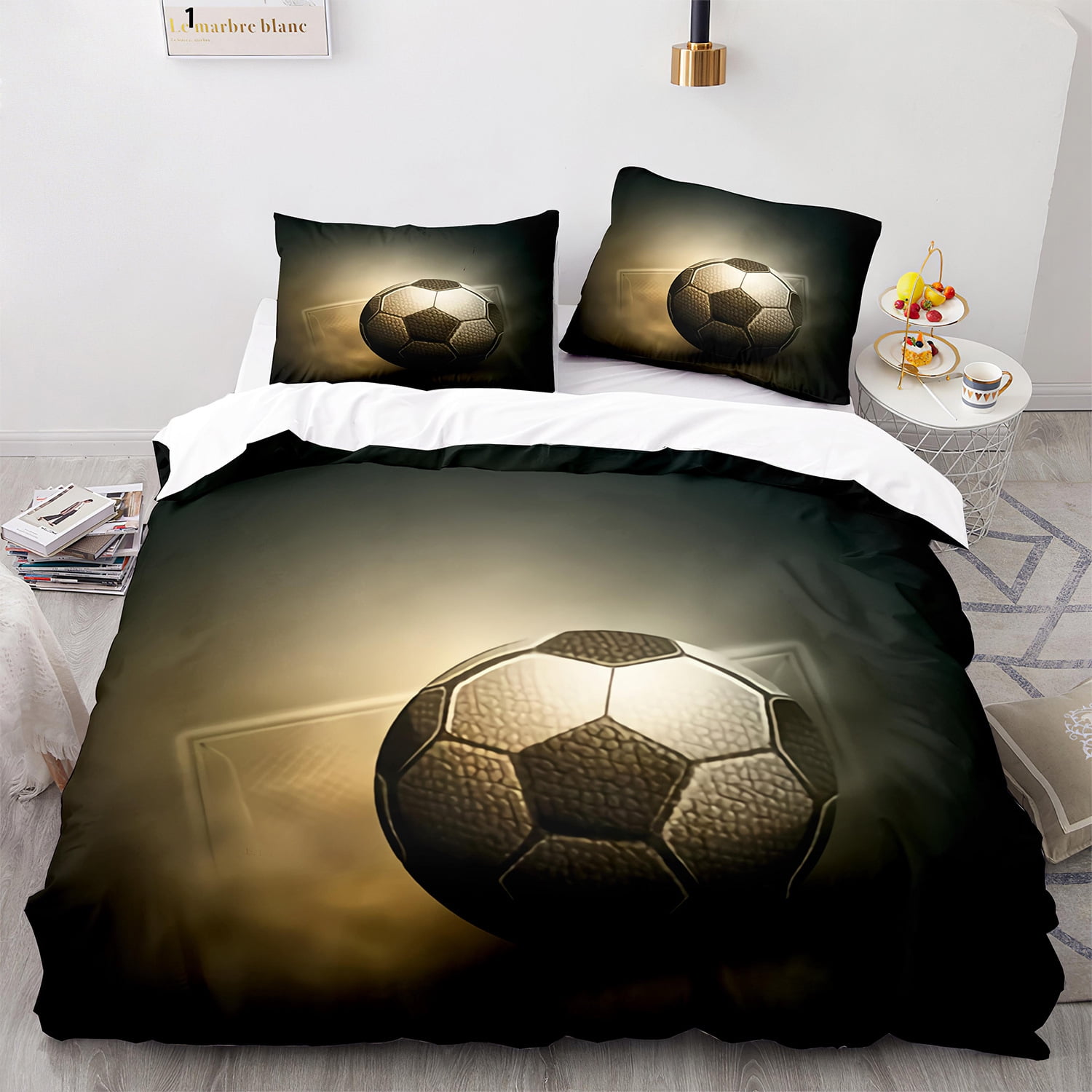Boys Twin Bedding Sets Duvet Cover Sports Basketball Comforter Cover Sets, 3 Pieces Basketball