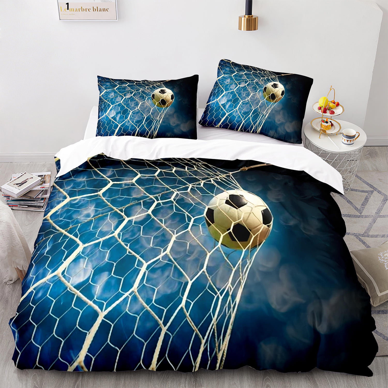 Boys Twin Bedding Sets Duvet Cover Sports Basketball Comforter Cover Sets, 3 Pieces Basketball