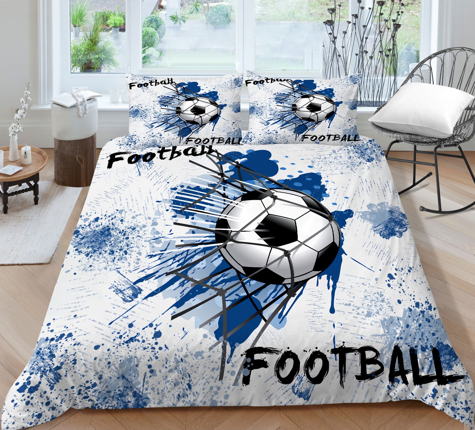 Boys Twin Bedding Sets Duvet Cover Sports Basketball Comforter Cover Sets, 3 Pieces Basketball