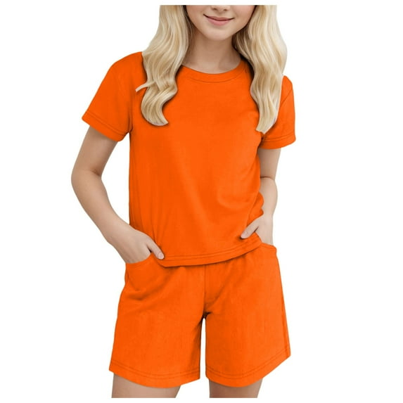 Boys Two Piece Outfit Size 10-12 Kids 2 Piece Summer Outfits Solid Color T-Shirt and Elastic Waist Short Sets for Boys Girls, Ages 9 Months-13 Years