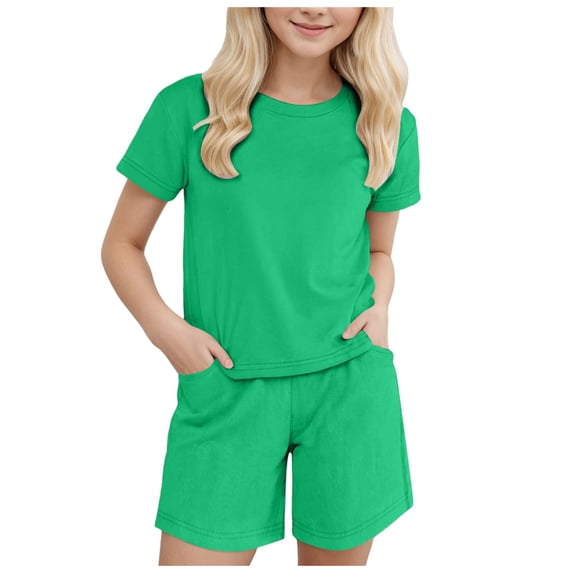 Boys Two Piece Outfit Size 10-12 NEW 6-14Y Tween Girls Stretchy Rib Knit Outfit Rayon Tank & Shorts Set Casual Lounge Playwear