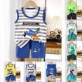 thumbnail image 1 of Boys Two Piece Outfit Summer Athlete Boys Short Sets - 4 Piece Performance Graphic Tees and Tank Tops with Matching Boys Athletic Shorts (Sizes: 8-16), 1 of 4
