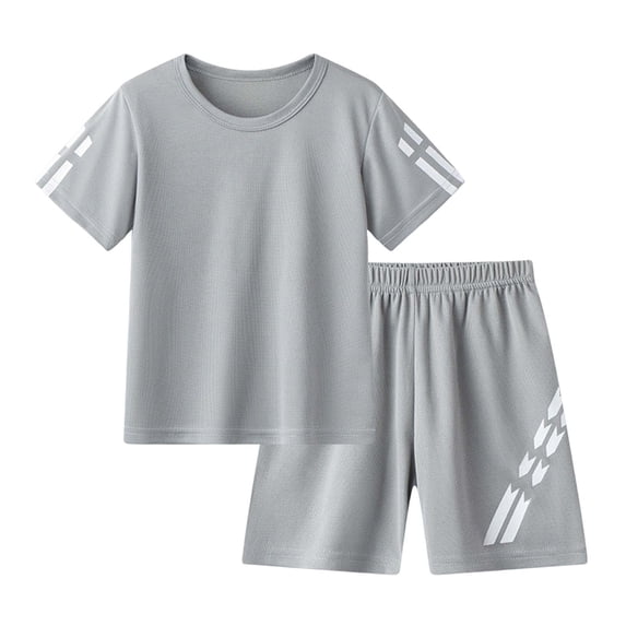 Boys Two Piece Outfit Summer Tween Boys Clothes Summer Simple Print T-Shirt And Shorts Set 2 Pieces Teen Trendy Outfits Size 7-14 Year