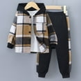 thumbnail image 1 of Boys Two Piece Outfits 4T Boys' Outfit Set - Plaid Long Sleeve Shirt and Denim Jeans, Toddler Kids 2-Piece Fall Winter Clothing for Casual Party, 1 of 5