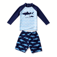 thumbnail image 1 of Boys Two Piece Rash Guard Swimsuits Kids Long Sleeve Sunsuit Swimwear Sets, 1 of 5