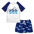 thumbnail image 1 of Lanbubble Boys Two Piece Rash Guard Swimsuits Sets Bathing Suits with Trunks 4-10 Years, 1 of 7