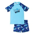 thumbnail image 1 of Boys Two Piece Rash Guard Swimsuits Sets Cartoon Printed Swim Trunk and Short Sleeve Rashguard 2-Piece Set Swimwear Swimsuit Bikini,11-12 Years,Z1-Blue, 1 of 7