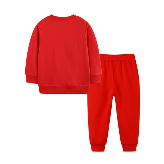 Boys Two Piece Set Christmas Autumn Winter Cartoon Embroidered Sweatpants Girls Xmas Kids Pants Sets Trendy 2377