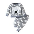 thumbnail image 1 of Boys Two Piece Sets 2 Piece Cute Bear Print Pullover Hoodie Pants Lined Boys Summer Clothes,Grey,4Y, 1 of 9