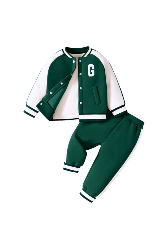 Boys Two Piece Sets Long Sleeve Letter Prints Tops Pant Outdoor Clothes,Green,24M