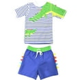 thumbnail image 1 of Boys Two Piece Short Sleeve Rash Guard Swimsuits Toddler Set, Crocodile Short Sleeve, Size: 2T, Uzzi Active Wear, 1 of 1