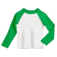 thumbnail image 1 of Made in USA Boys UPF 50+ Color Block Solid Long Sleeve Rashguard | White with Elf Green, 1 of 4
