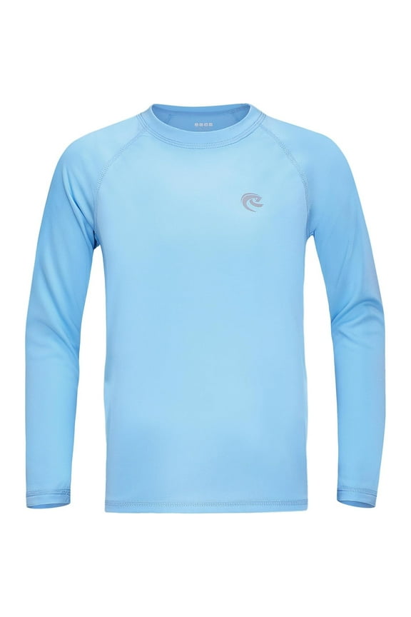 Boys UPF 50+ Swim Shirt Long Sleeve, Pack UV Sun Protection Rash Guard, Youth Kids SPF Water Shirts for Beach Surf