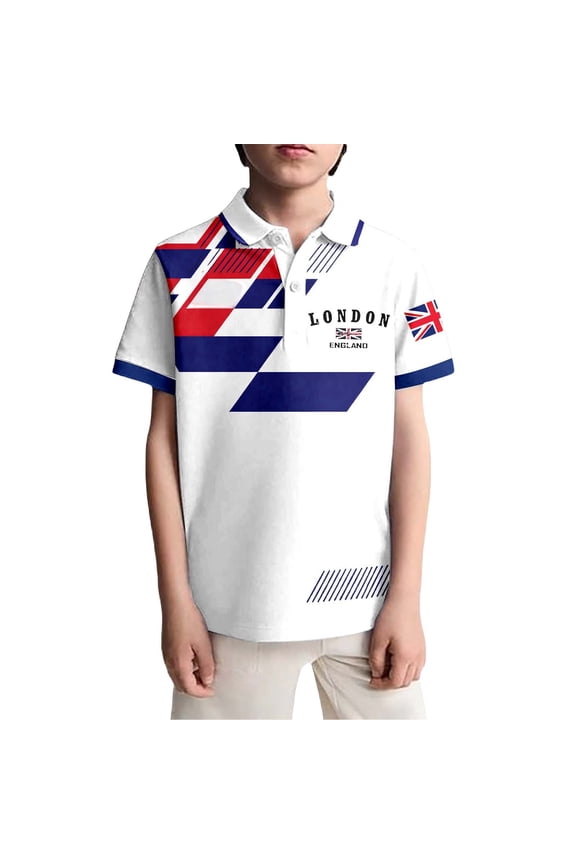 Boys Uk Print T Shirt Top Kids Casual Boys Apparel Graphic Clothes