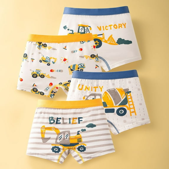 Boys Underwear 4 Pack Briefs for Kids Soft Breathable Comfortable Daily Wear Elastic Waistband Active Outdoor Play Age 3-14 4PCS