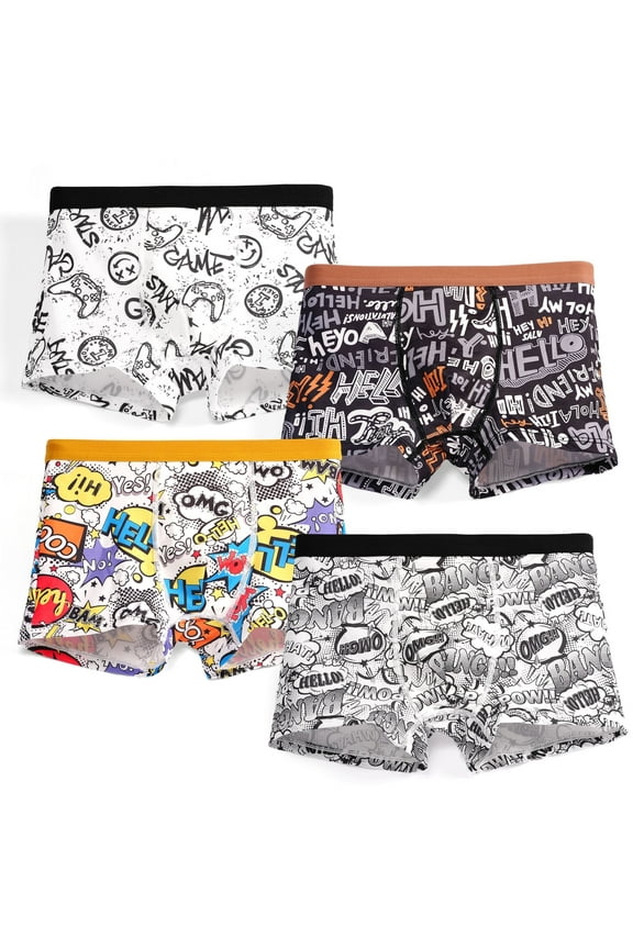 Boys Underwear, 4 Pack Kids Boxer Shorts Boys Youth Soft Cooling Boxers 8-14 Years