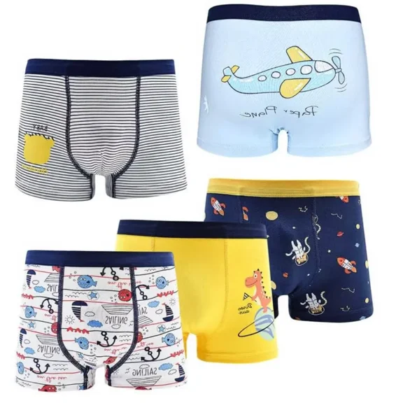Boys Underwear 5 Pack, Toddler Boxer Briefs Soft Cotton Breathable Kids 2-8 Years Shorts Boxer Dinosaur Animals Set