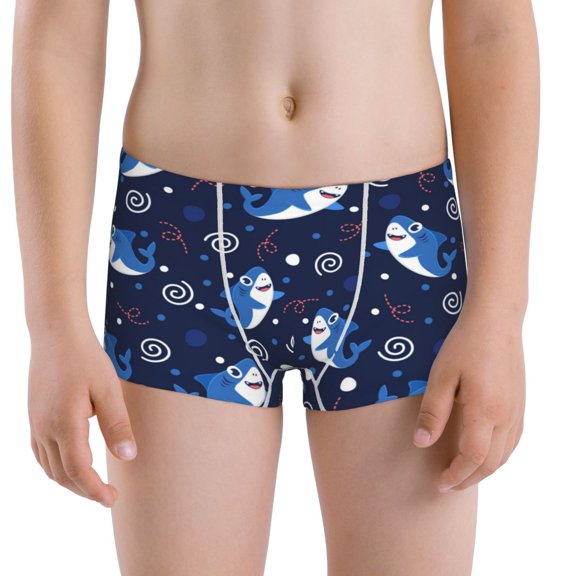 Boys Underwear, Cartoon Cute Shark_A Comfort Cotton Breathable Boy's Underwear Boxer Briefs, Soft Stretch Cute Boxer Briefs Panties for Teen Boys and Toddlers