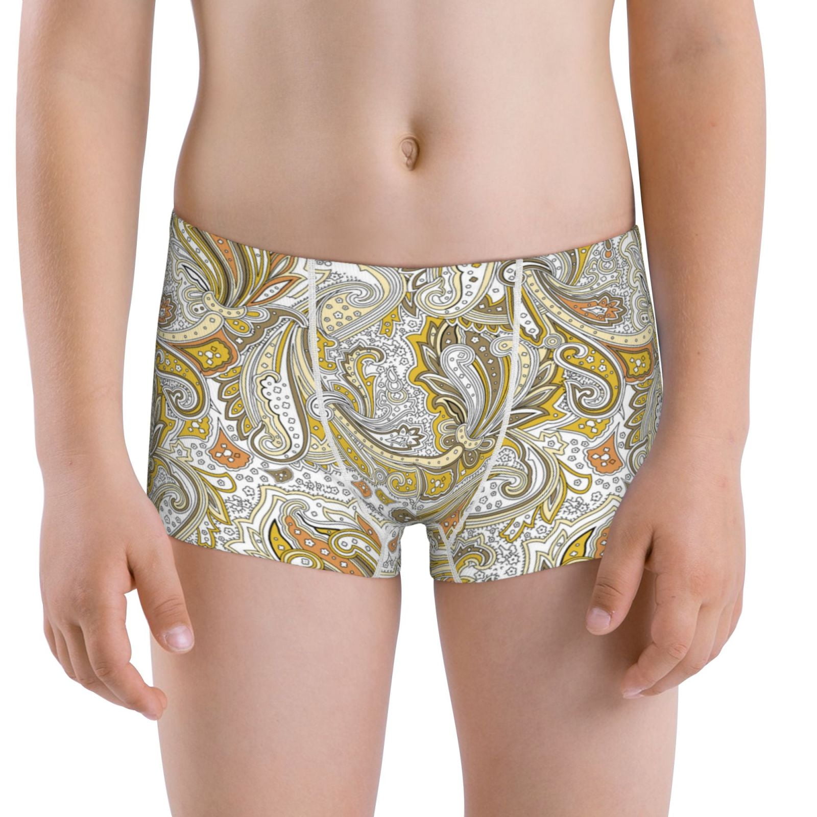 Boys Underwear Golden Paisley Comfy 100 Cotton Boys Boxer Briefs