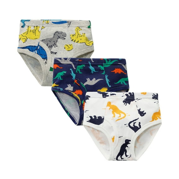 Boys Underwear Kids Boys Cute Shark Dinosaur Print Briefs Cotton Breathable Underwear Trunks 3Pcs Toddler Underwear Black 5 years-6 years