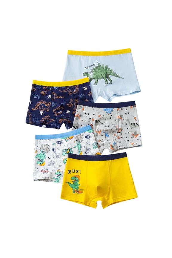 Boys' Underwear Kids Children Baby Boys Cotton Underwear Cute Dinosaur Print Underpants Boxer Briefs 5 Pack Boys Boxer Briefs Blue 5 years-6 years