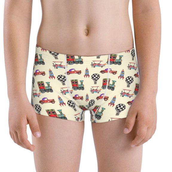 Boys Underwear - Retro Steampunk Vehicle1 Soft 100% Cotton Boys Boxer Briefs Lightweight Stretch Boxer Jock