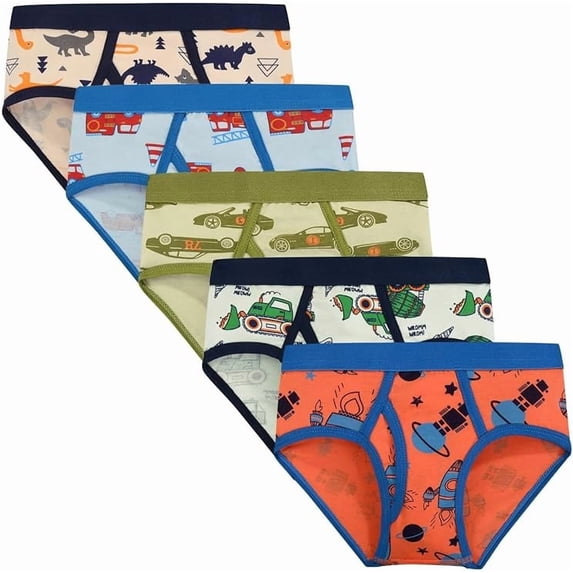 Boys Underwear Set 5 Pack, Soft Comfortable Briefs for Kids, Stretch Fabric Elastic Waistband Basic Underwear