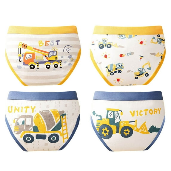 Boys Underwear Size 3-4 Years Kids Baby Cute Cartoon Comfortable 4Pcs Adorable Colorful Lightweight Delicate Yellow Girls Panties