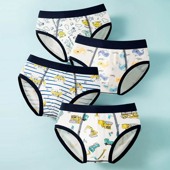 Boys Underwear Soft Comfortable Briefs for Kids Toddler Cartoon Printed Trunks 4 Pack Daily Wear 4PCS